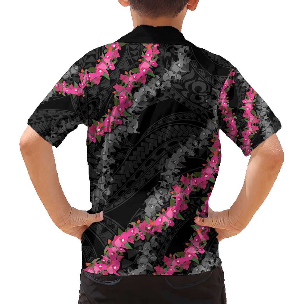 Guam Bougainvillea Lei Family Matching Long Sleeve Bodycon Dress and Hawaiian Shirt Chamorro Tribal Pattern LT9 - Polynesian Pride