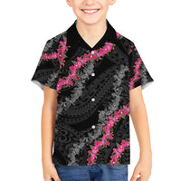 Guam Bougainvillea Lei Family Matching Long Sleeve Bodycon Dress and Hawaiian Shirt Chamorro Tribal Pattern LT9 Son's Shirt Black - Polynesian Pride