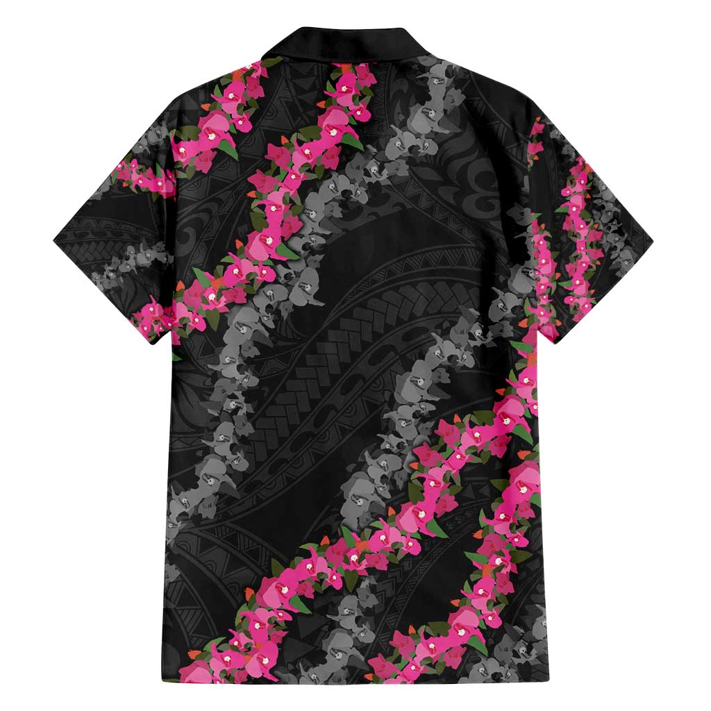 Guam Bougainvillea Lei Family Matching Tank Maxi Dress and Hawaiian Shirt Chamorro Tribal Pattern