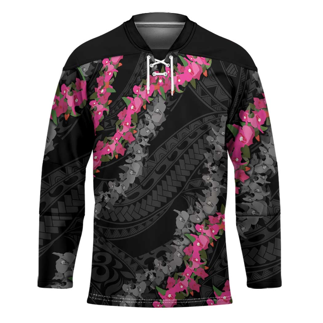 Guam Bougainvillea Lei Hockey Jersey Chamorro Tribal Pattern - Polynesian Pride