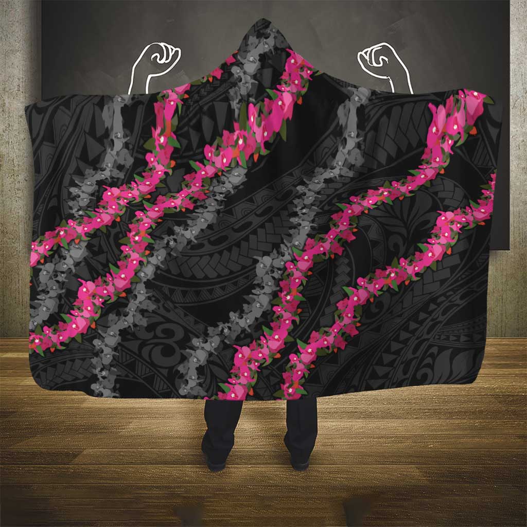 Guam Bougainvillea Lei Hooded Blanket Chamorro Tribal Pattern