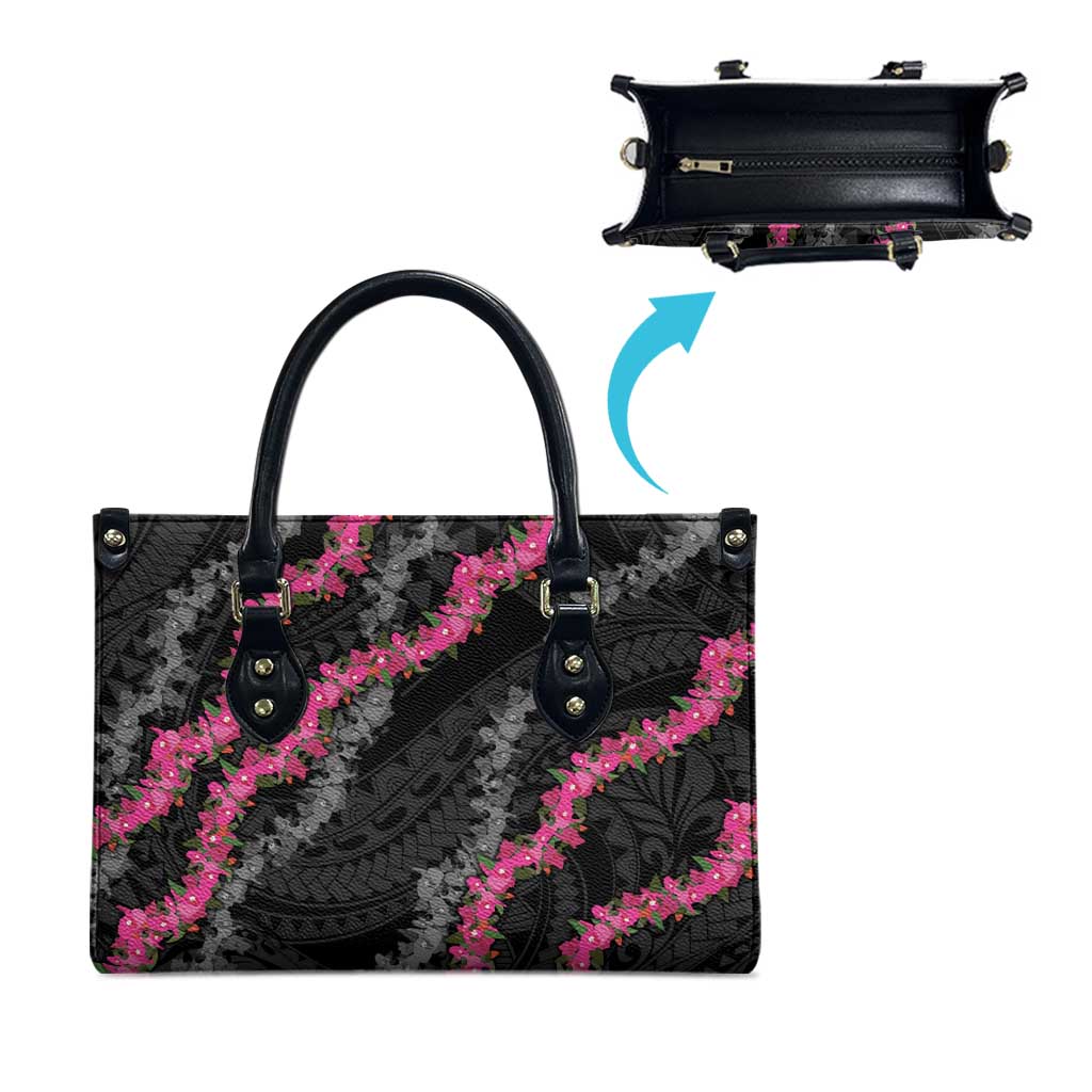 Guam Bougainvillea Lei Leather Bag Chamorro Tribal Pattern - Polynesian Pride