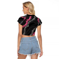 Guam Bougainvillea Lei Raglan Cropped T Shirt Chamorro Tribal Pattern