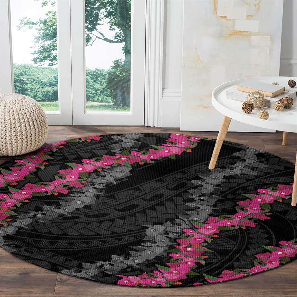 Guam Bougainvillea Lei Round Carpet Chamorro Tribal Pattern LT9 - Polynesian Pride