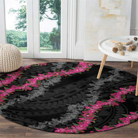 Guam Bougainvillea Lei Round Carpet Chamorro Tribal Pattern LT9 - Polynesian Pride
