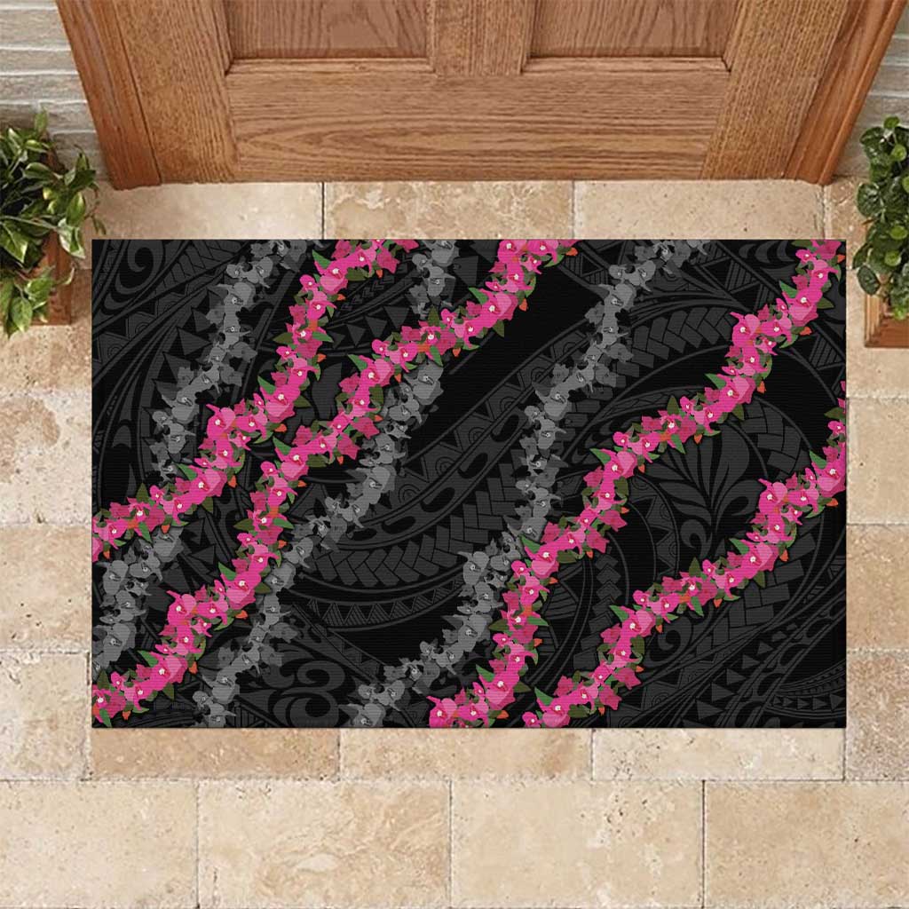 Guam Bougainvillea Lei Rubber Doormat Chamorro Tribal Pattern