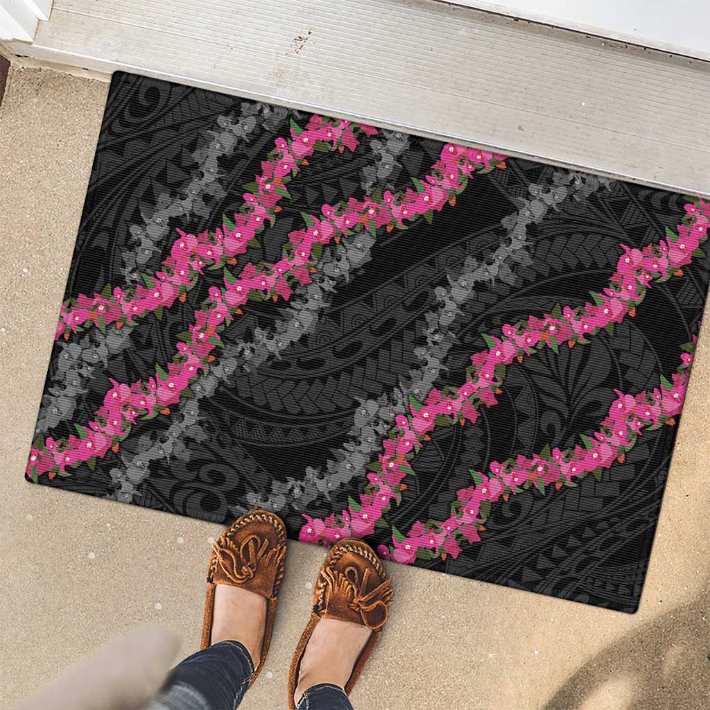 Guam Bougainvillea Lei Rubber Doormat Chamorro Tribal Pattern