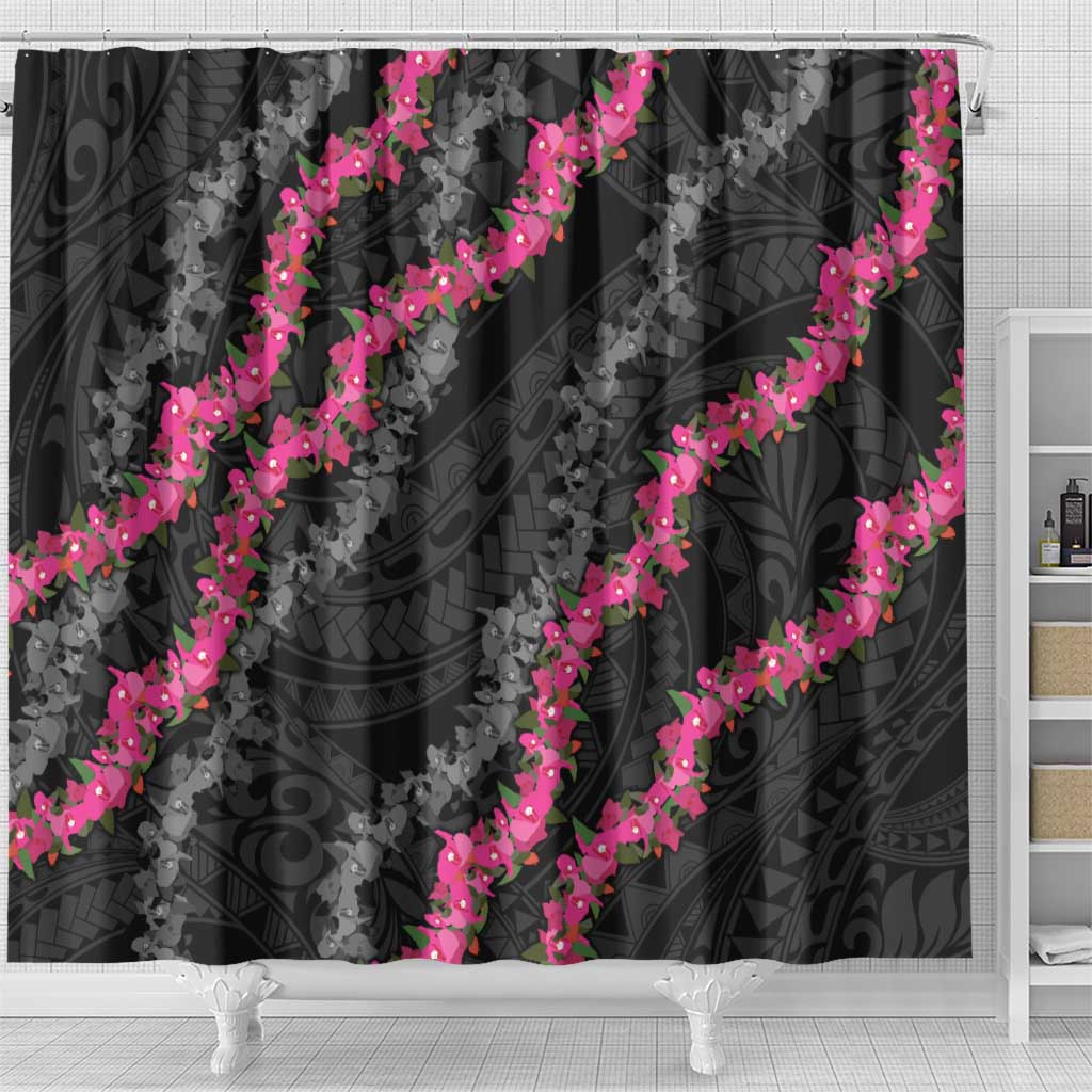 Guam Bougainvillea Lei Shower Curtain Chamorro Tribal Pattern