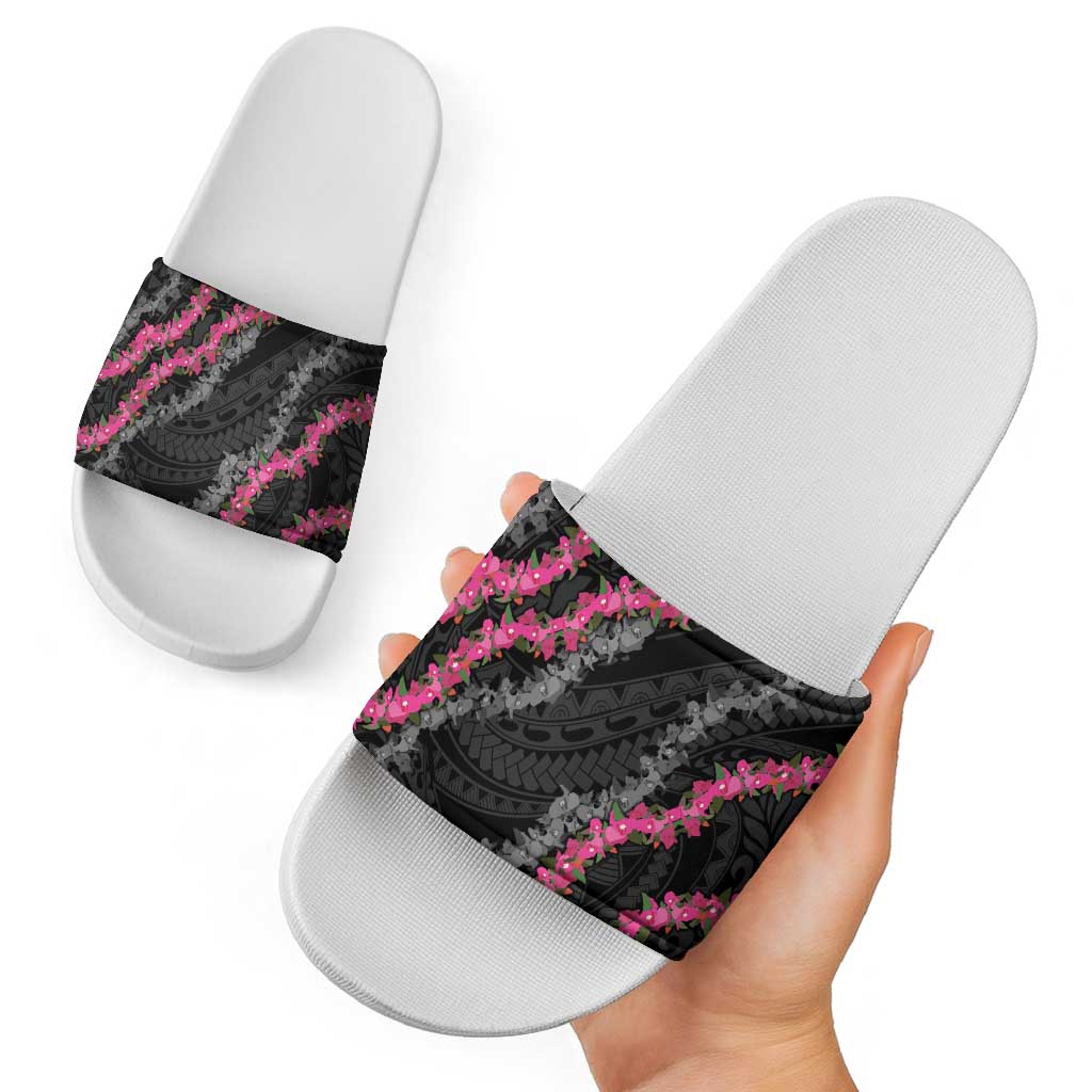 Guam Bougainvillea Lei Slide Sandals Chamorro Tribal Pattern - Polynesian Pride