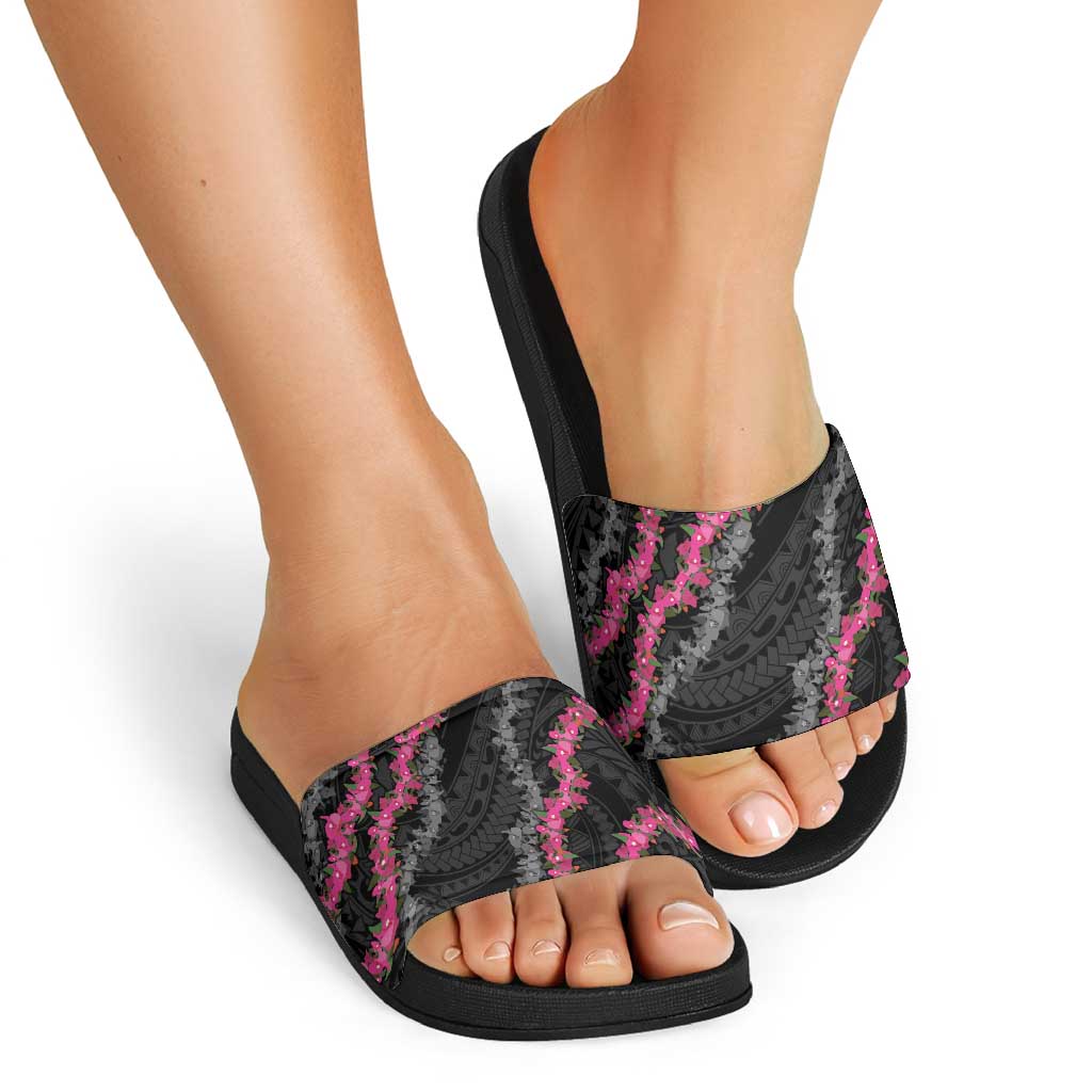 Guam Bougainvillea Lei Slide Sandals Chamorro Tribal Pattern - Polynesian Pride