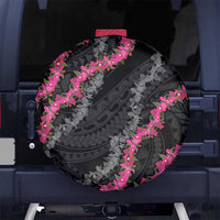 Guam Bougainvillea Lei Spare Tire Cover Chamorro Tribal Pattern LT9 No hole Black - Polynesian Pride