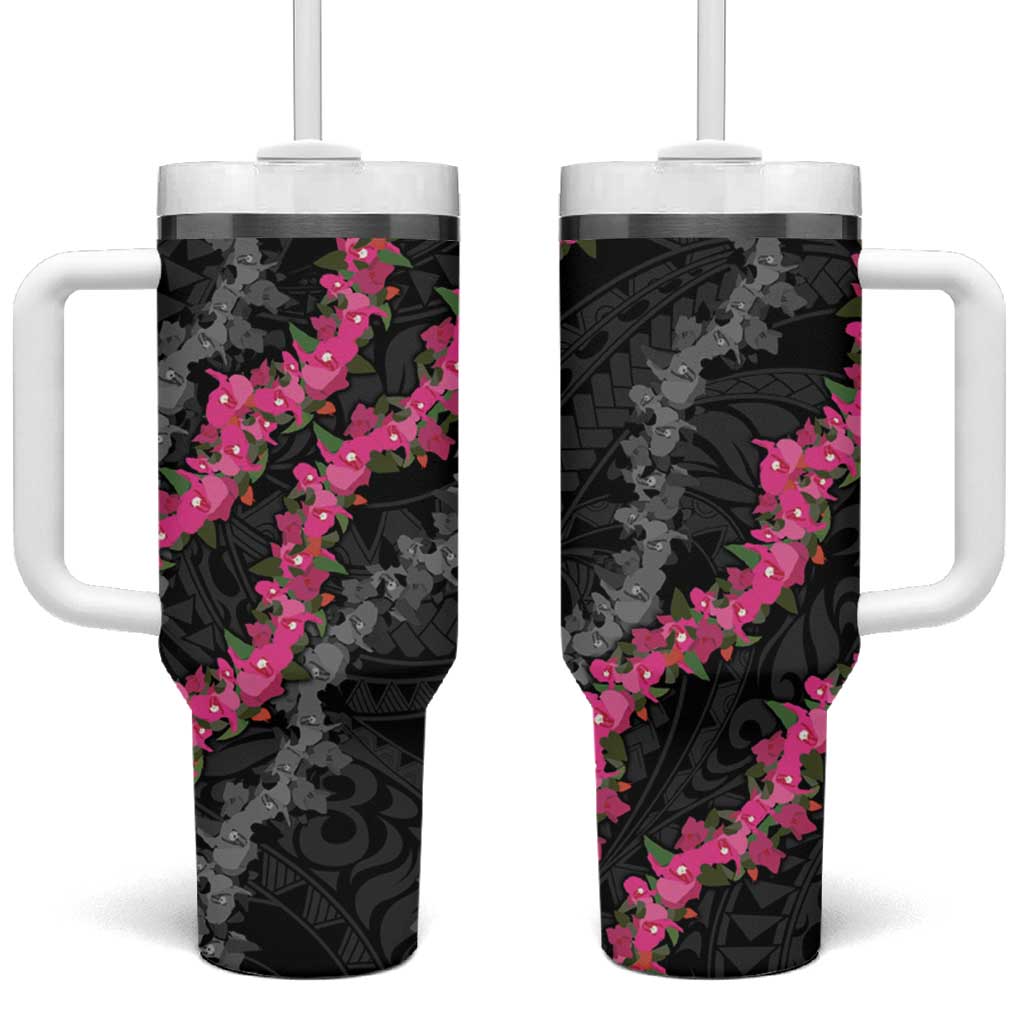 Guam Bougainvillea Lei Tumbler With Handle Chamorro Tribal Pattern