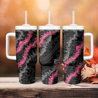 Guam Bougainvillea Lei Tumbler With Handle Chamorro Tribal Pattern