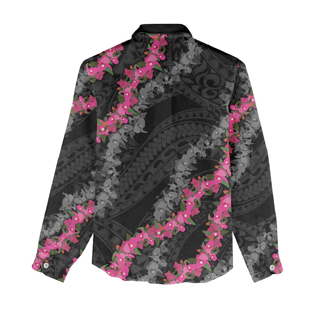 Guam Bougainvillea Lei Women Casual Shirt Chamorro Tribal Pattern