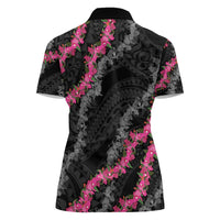 Guam Bougainvillea Lei Women Polo Shirt Chamorro Tribal Pattern LT9 - Polynesian Pride