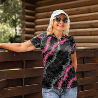 Guam Bougainvillea Lei Women Polo Shirt Chamorro Tribal Pattern LT9 - Polynesian Pride