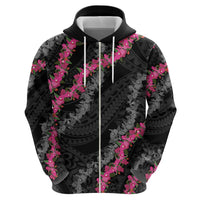 Guam Bougainvillea Lei Zip Hoodie Chamorro Tribal Pattern