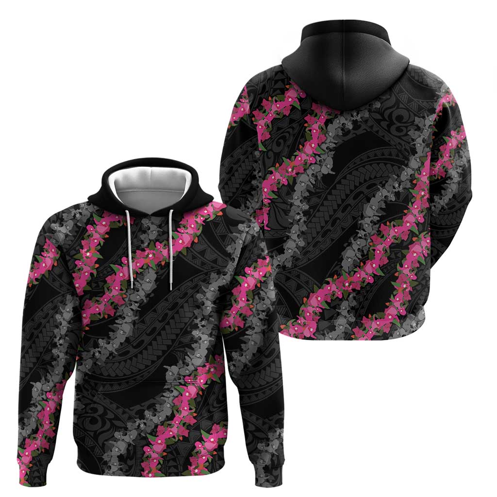 Guam Bougainvillea Lei Zip Hoodie Chamorro Tribal Pattern