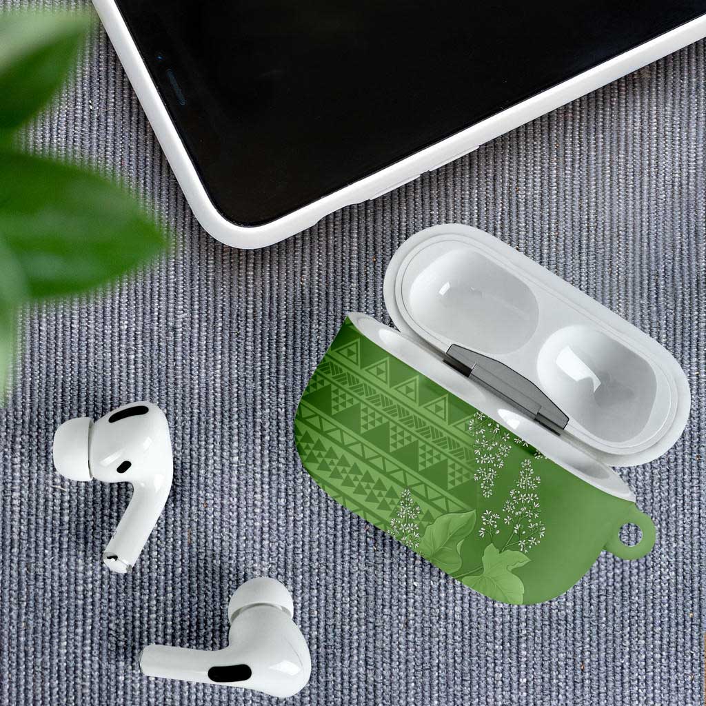 Hawaii Molokai Island Kukui Nut Flowers AirPods Case Tribal Kakau Pattern - Polynesian Pride