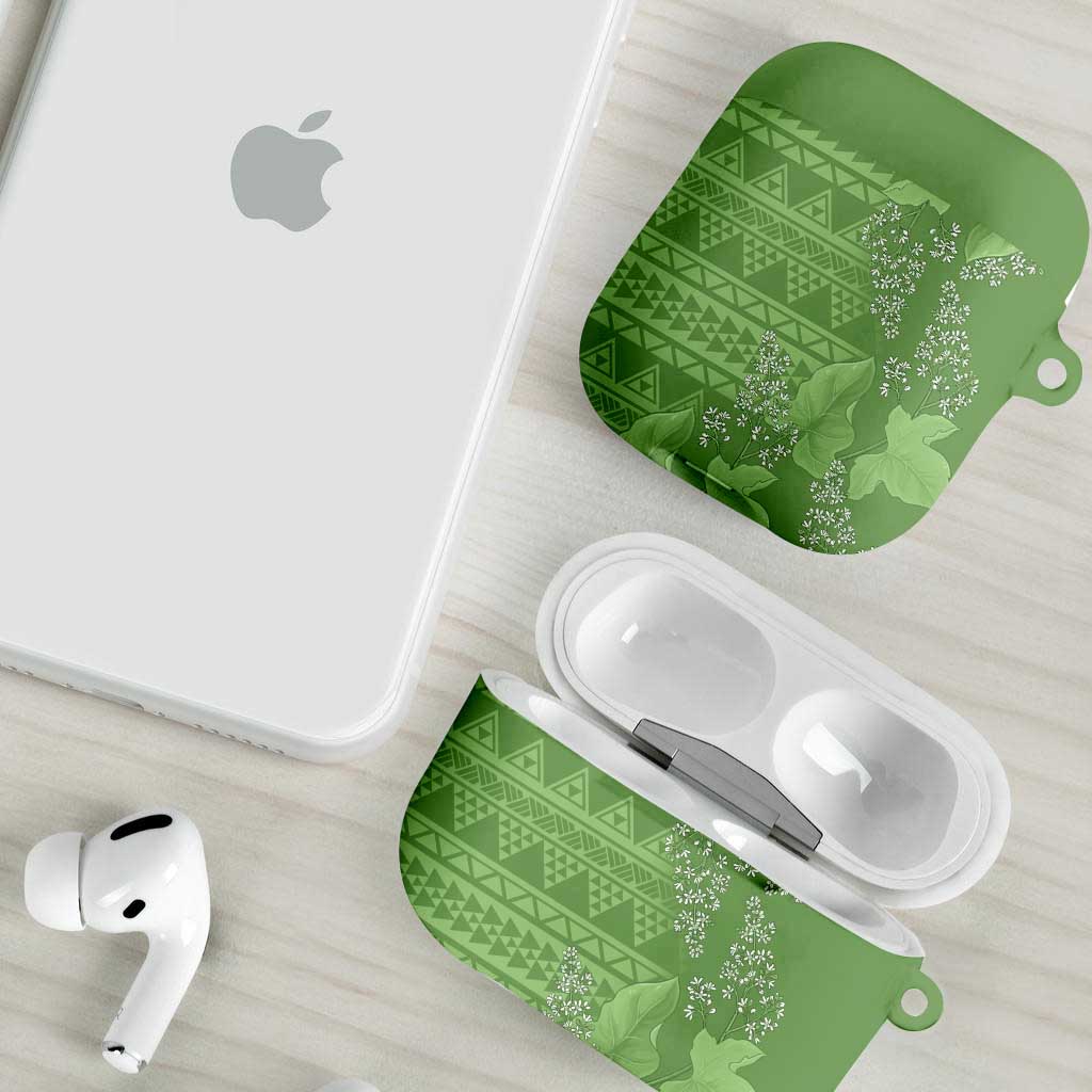 Hawaii Molokai Island Kukui Nut Flowers AirPods Case Tribal Kakau Pattern - Polynesian Pride