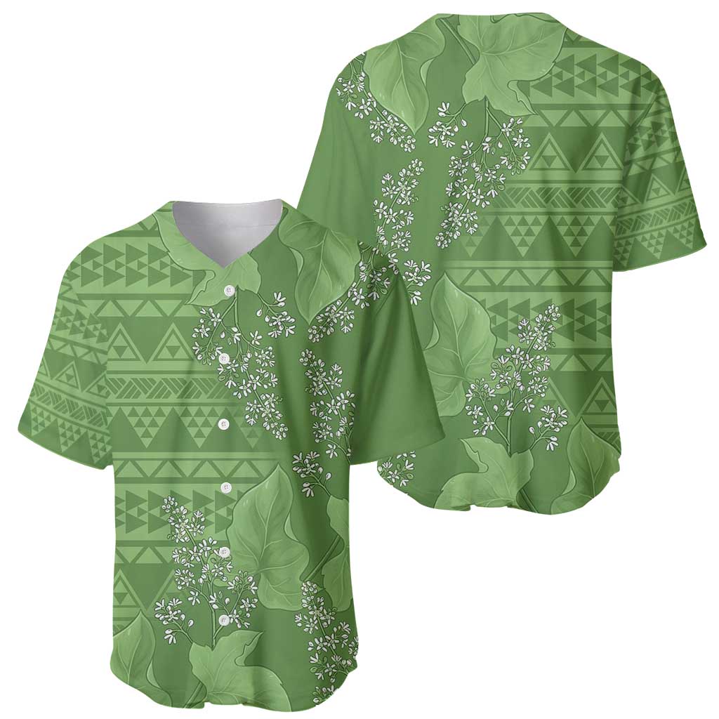 Hawaii Molokai Island Kukui Nut Flowers Baseball Jersey Tribal Kakau Pattern LT9 - Polynesian Pride