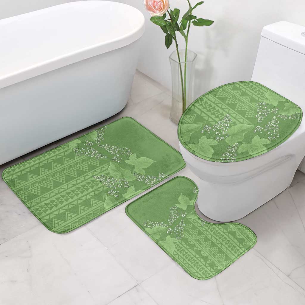 Hawaii Molokai Island Kukui Nut Flowers Bathroom Set Tribal Kakau Pattern - Polynesian Pride