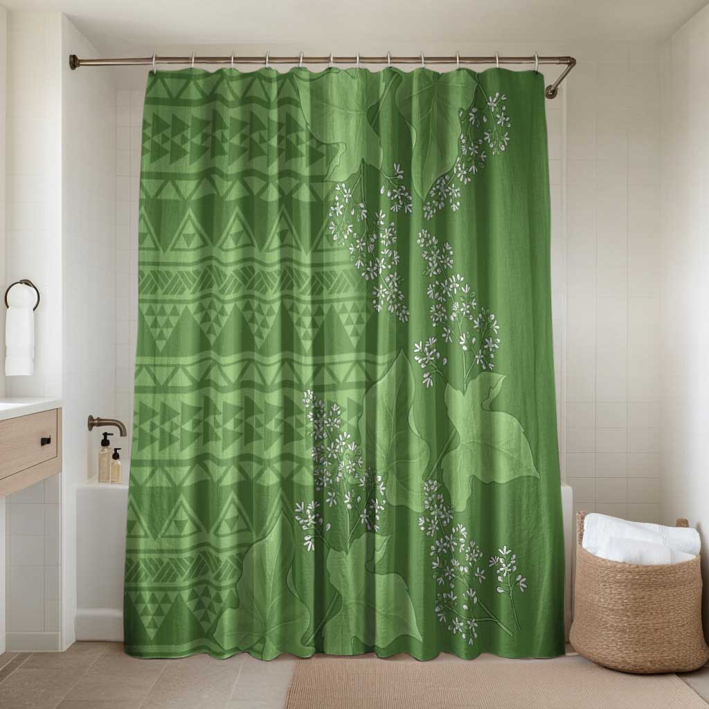 Hawaii Molokai Island Kukui Nut Flowers Bathroom Set Tribal Kakau Pattern - Polynesian Pride