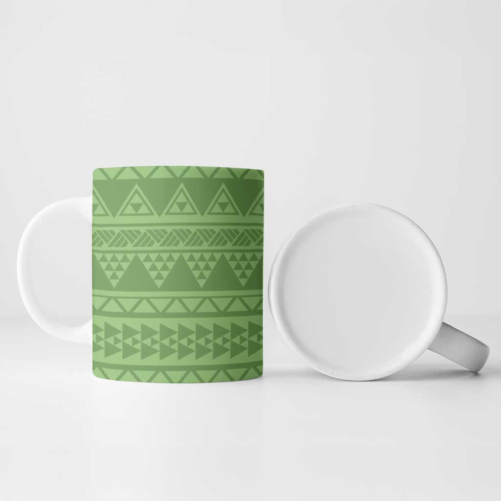 Hawaii Molokai Island Kukui Nut Flowers Ceramic Mug Tribal Kakau Pattern - Polynesian Pride