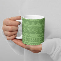 Hawaii Molokai Island Kukui Nut Flowers Ceramic Mug Tribal Kakau Pattern - Polynesian Pride