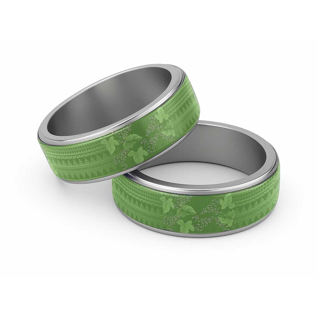 Hawaii Molokai Island Kukui Nut Flowers Classic Ring Tribal Kakau Pattern - Polynesian Pride