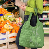 Hawaii Molokai Island Kukui Nut Flowers Grocery Bag Tribal Kakau Pattern