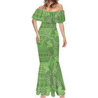 Hawaii Molokai Island Kukui Nut Flowers Mermaid Dress Tribal Kakau Pattern LT9 - Polynesian Pride