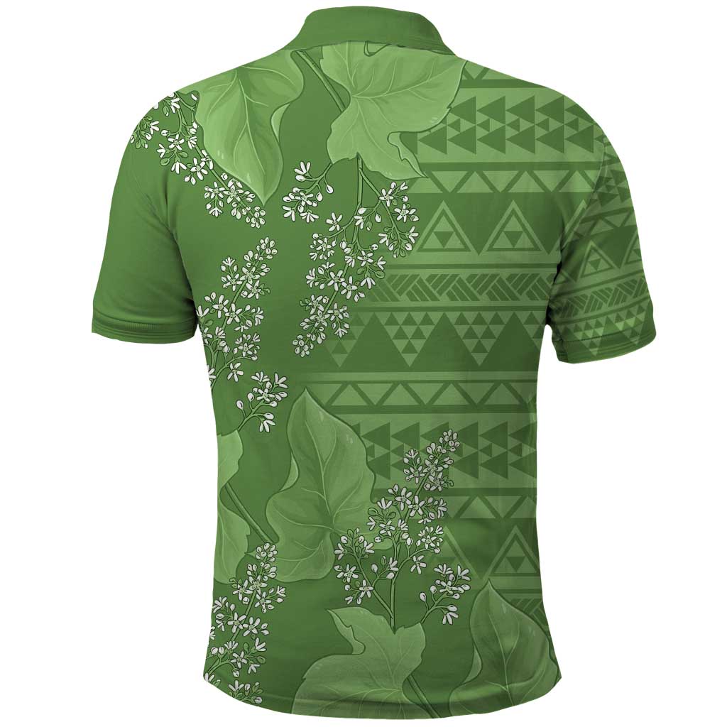 Hawaii Molokai Island Kukui Nut Flowers Polo Shirt Tribal Kakau Pattern LT9 - Polynesian Pride