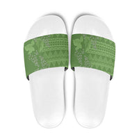Hawaii Molokai Island Kukui Nut Flowers Slide Sandals Tribal Kakau Pattern - Polynesian Pride