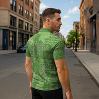 Hawaii Molokai Island Kukui Nut Flowers Zipper Polo Shirt Tribal Kakau Pattern - Polynesian Pride