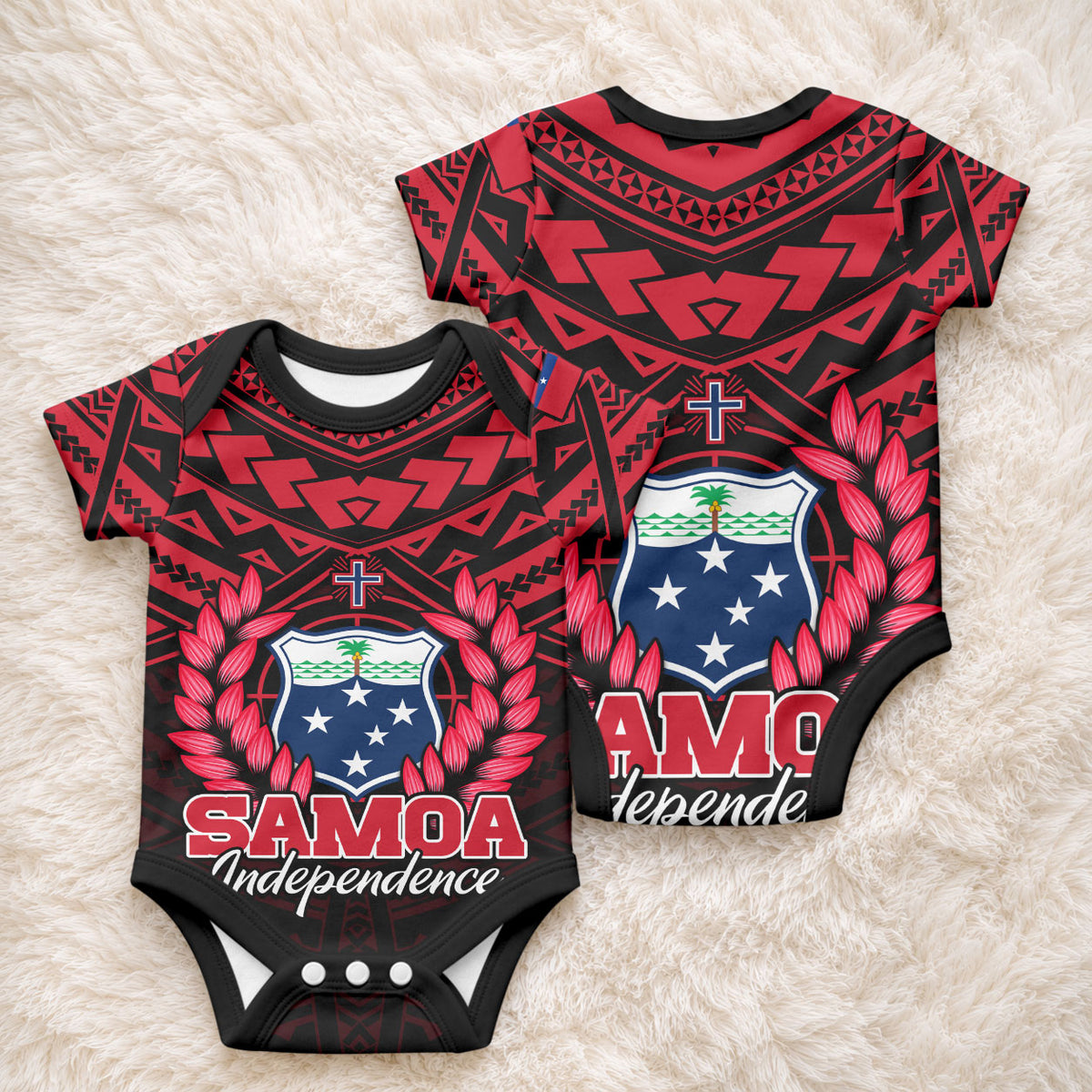 Samoa Independence Day Baby Onesie Ulafa Polynesian Unique Red No1 LT9 - Polynesian Pride
