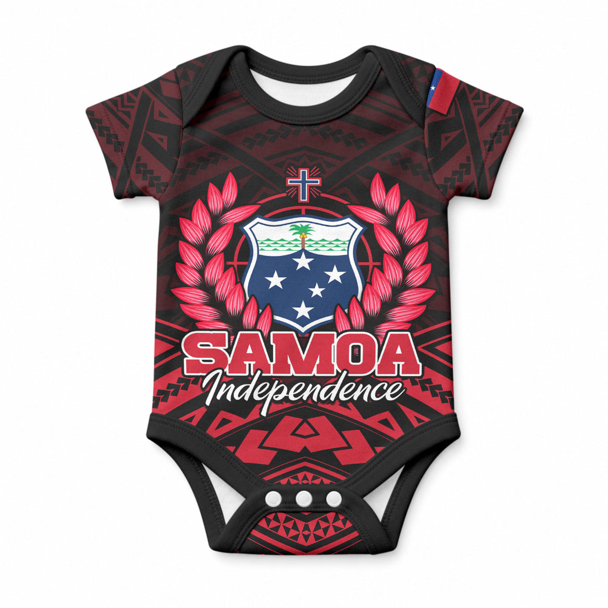 Samoa Independence Day Baby Onesie Ulafa Polynesian Unique Red No2 LT9 Red - Polynesian Pride