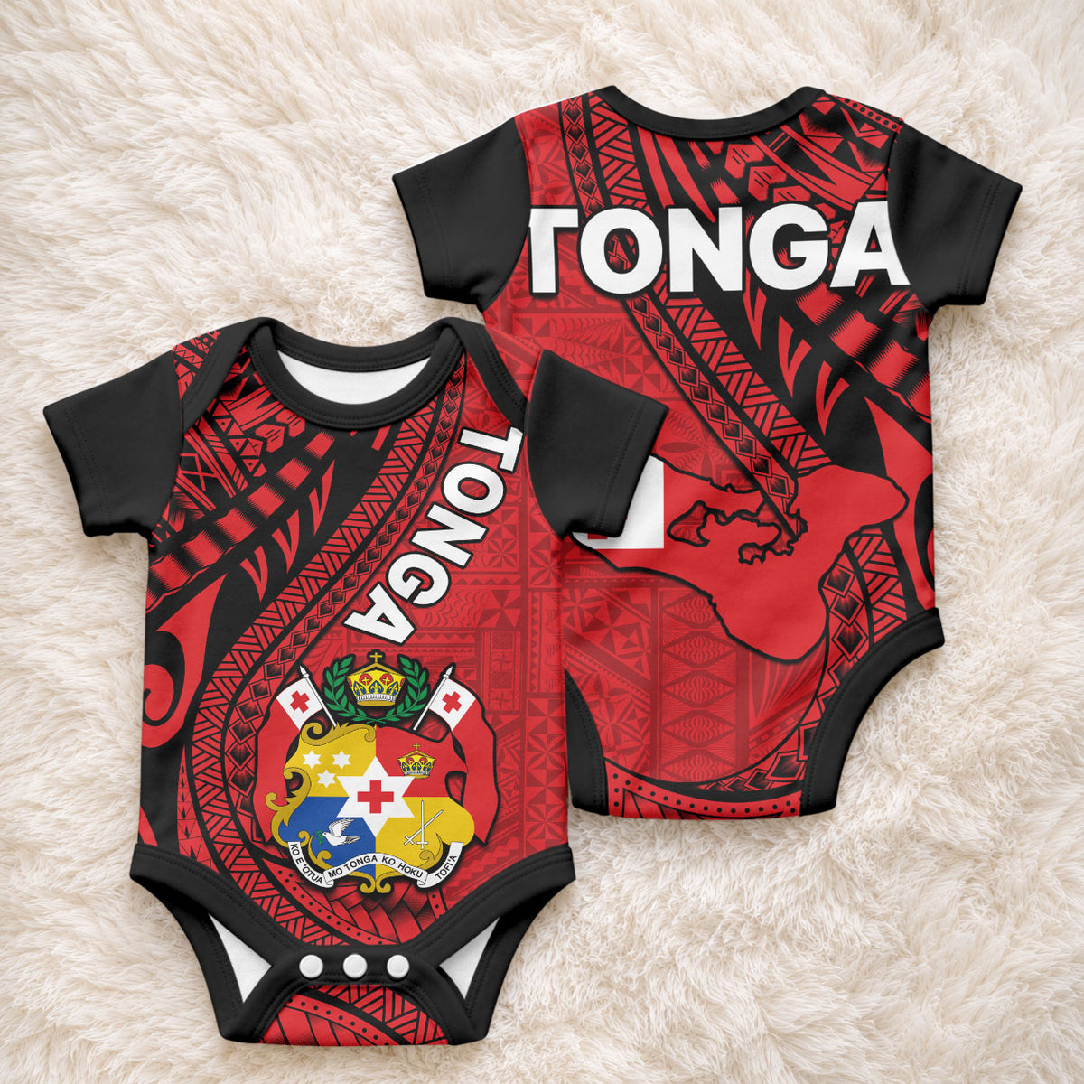 Polynesian Tonga Baby Onesie Tribal Pattern Unique Version LT9 - Polynesian Pride