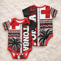 Tonga Kupesi Ngatu Baby Onesie Proud Tonga with Flag and Palm Tree LT9 - Polynesian Pride
