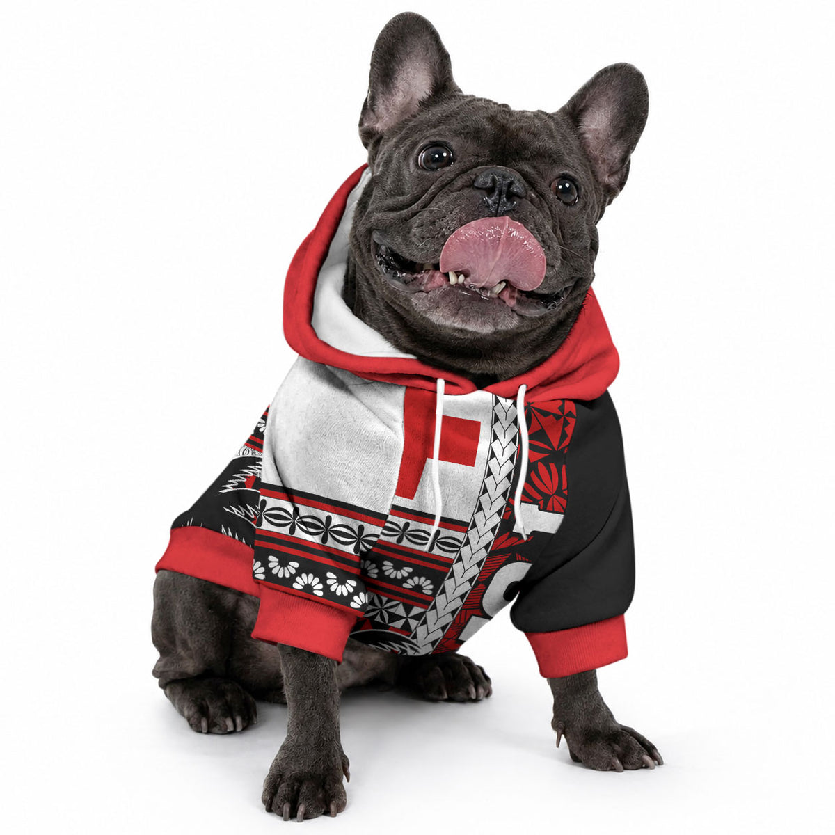 Tonga Kupesi Ngatu Pet Hoodie Proud Tonga with Flag and Palm Tree LT9 - Polynesian Pride