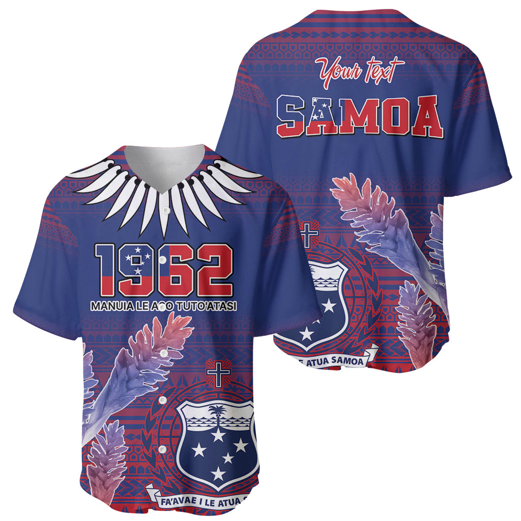 Custom Samoa 1962 Independence Day Custom Baseball Jersey Manuia le Aso Tuto'atasi Ula Nifo Blue Art LT9 - Polynesian Pride