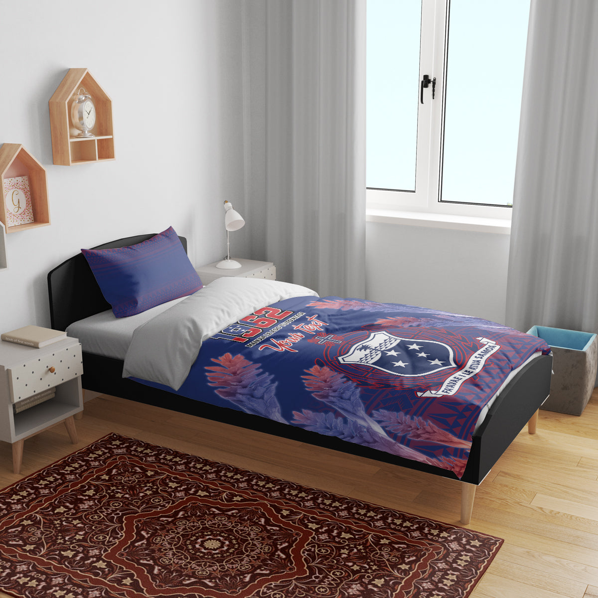 Custom Samoa 1962 Independence Day Custom Bedding Set Manuia le Aso Tuto'atasi Ula Nifo Blue Art LT9 - Polynesian Pride