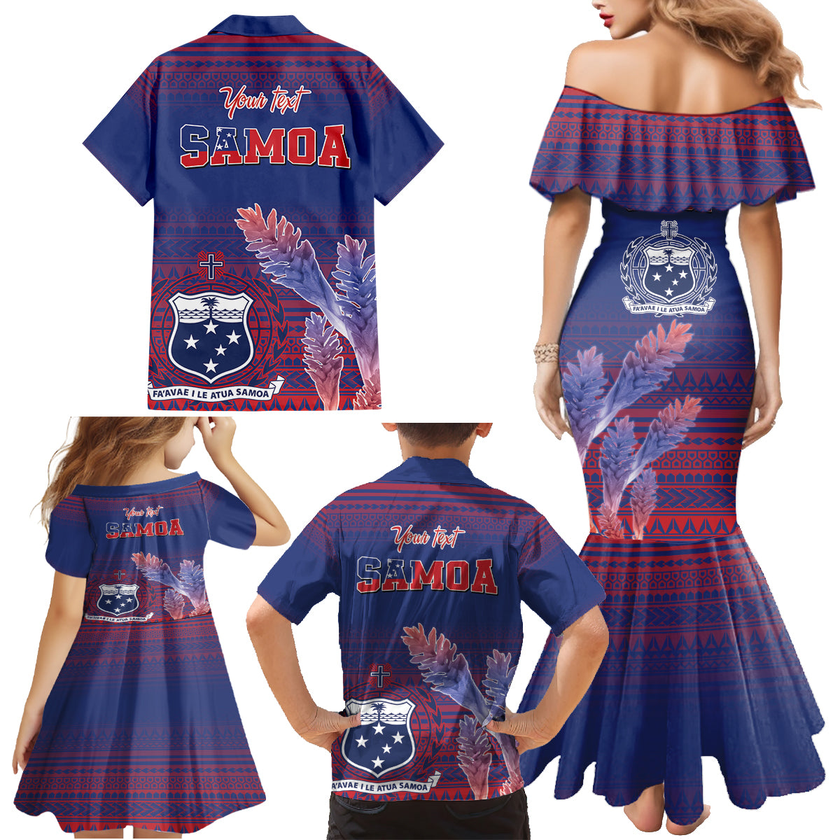 Custom Samoa 1962 Independence Day Custom Family Matching Mermaid Dress and Hawaiian Shirt Manuia le Aso Tuto'atasi Ula Nifo Blue Art LT9 - Polynesian Pride