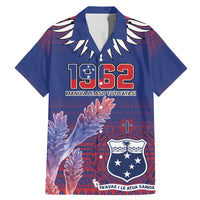 Custom Samoa 1962 Independence Day Custom Family Matching Mermaid Dress and Hawaiian Shirt Manuia le Aso Tuto'atasi Ula Nifo Blue Art LT9 Dad's Shirt - Short Sleeve Blue - Polynesian Pride