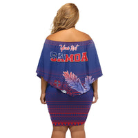 Custom Samoa 1962 Independence Day Custom Family Matching Off Shoulder Short Dress and Hawaiian Shirt Manuia le Aso Tuto'atasi Ula Nifo Blue Art LT9 - Polynesian Pride