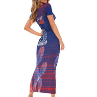 Custom Samoa 1962 Independence Day Custom Family Matching Short Sleeve Bodycon Dress and Hawaiian Shirt Manuia le Aso Tuto'atasi Ula Nifo Blue Art LT9 - Polynesian Pride