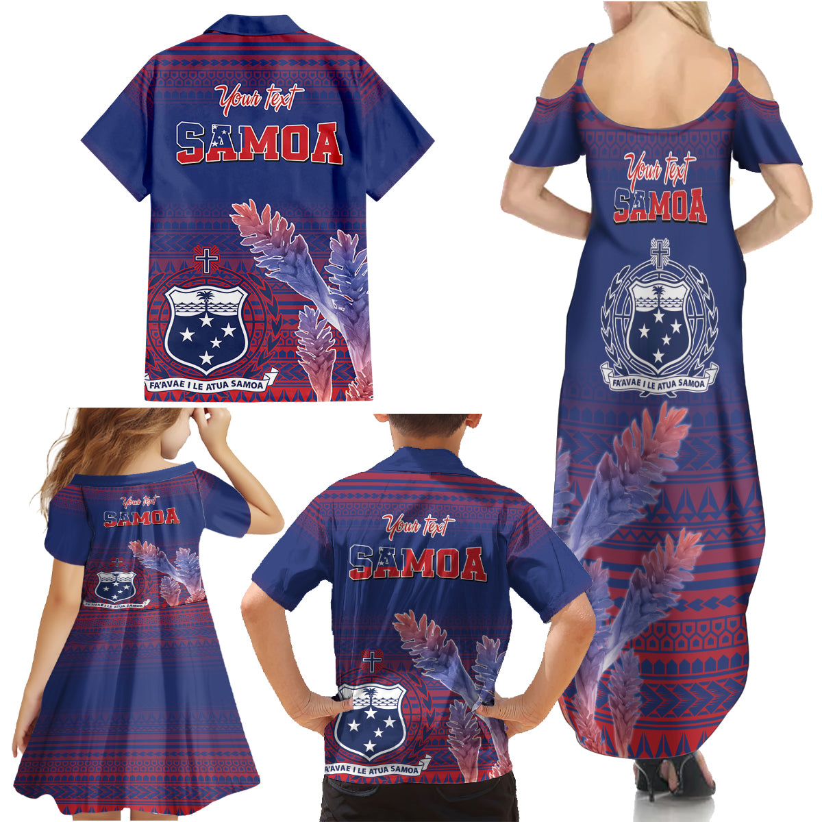 Custom Samoa 1962 Independence Day Custom Family Matching Summer Maxi Dress and Hawaiian Shirt Manuia le Aso Tuto'atasi Ula Nifo Blue Art LT9 - Polynesian Pride