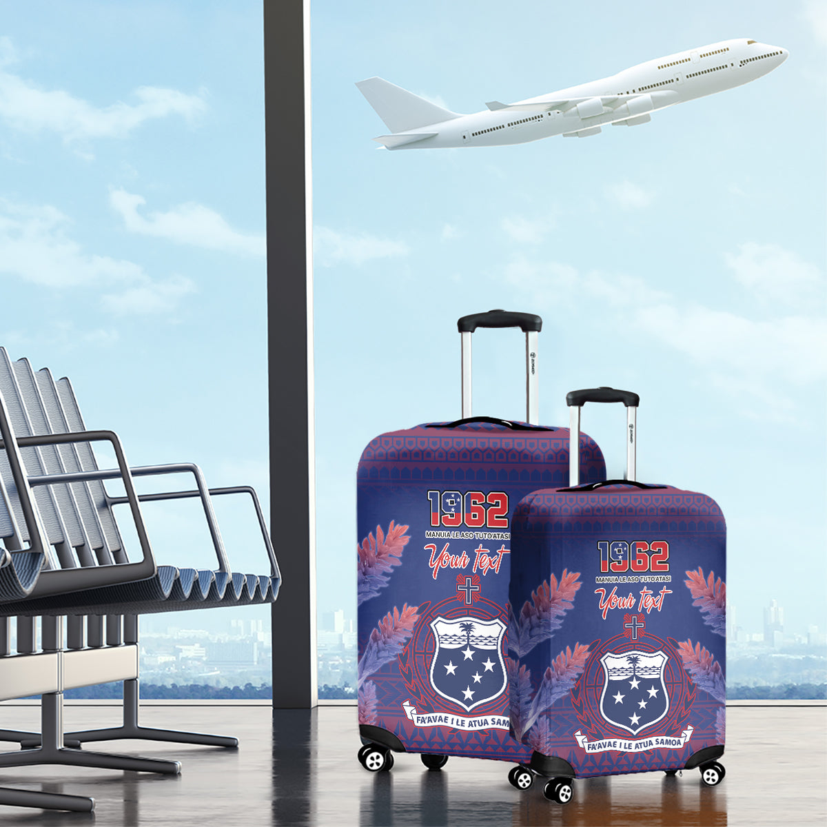 Custom Samoa 1962 Independence Day Custom Luggage Cover Manuia le Aso Tuto'atasi Ula Nifo Blue Art