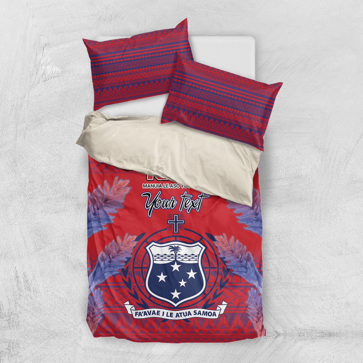 Custom Samoa 1962 Independence Day Custom Bedding Set Manuia le Aso Tuto'atasi Ula Nifo Red Art LT9 US Twin 172cm x 218cm Red - Polynesian Pride