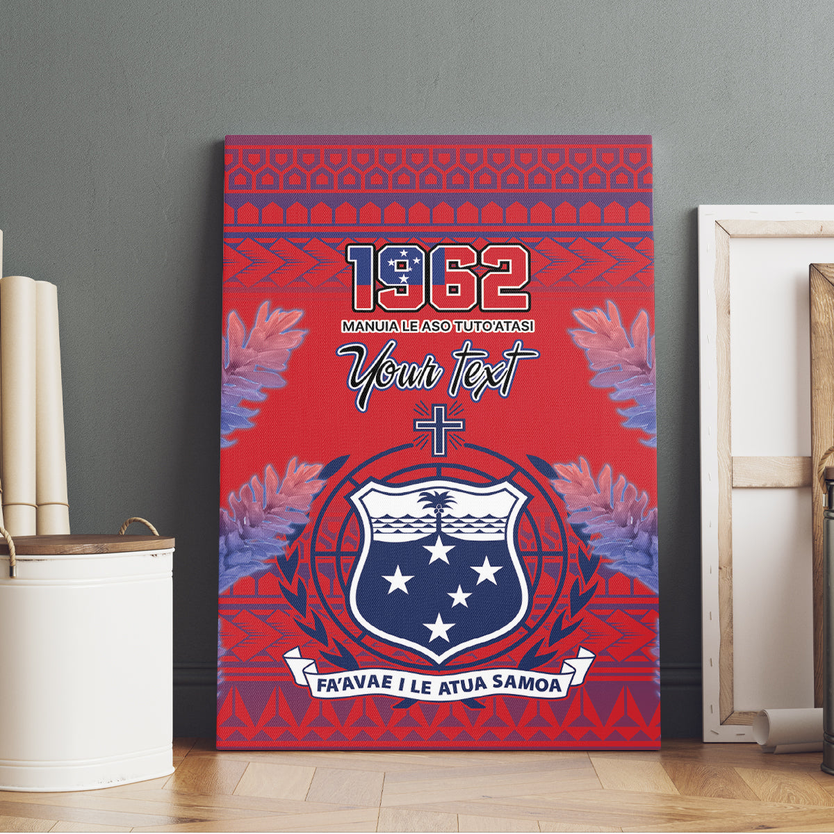 Custom Samoa 1962 Independence Day Custom Canvas Wall Art Manuia le Aso Tuto'atasi Ula Nifo Red Art